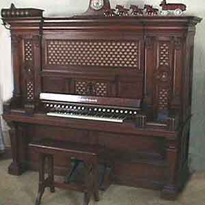 This Aeolian Ochestrelle organ was owned by the Herbst family of Wapakoneta, who converted it to electric power in the 1930s.